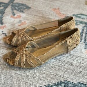 Impo Cork Textured Peep-Toe Flats in Natural Cork